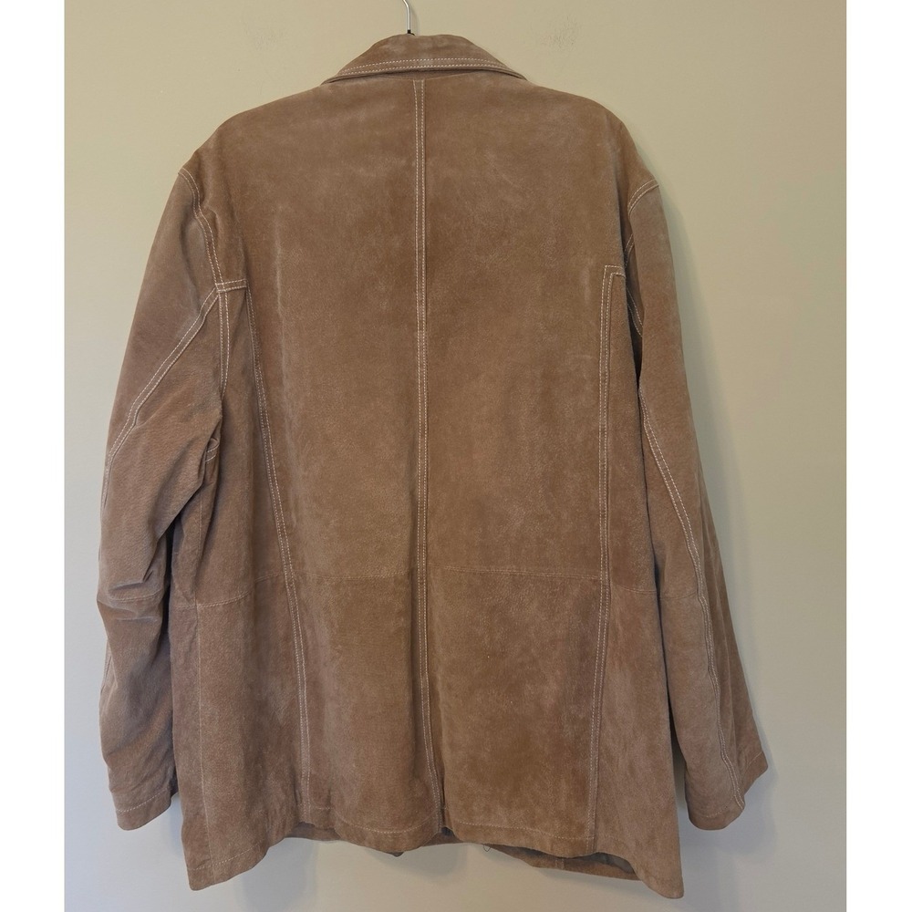 Wilsons Leather M. Julian Mens XL Tan Brown Suede Leather Button Car Coat Jacket - Picture 3 of 8